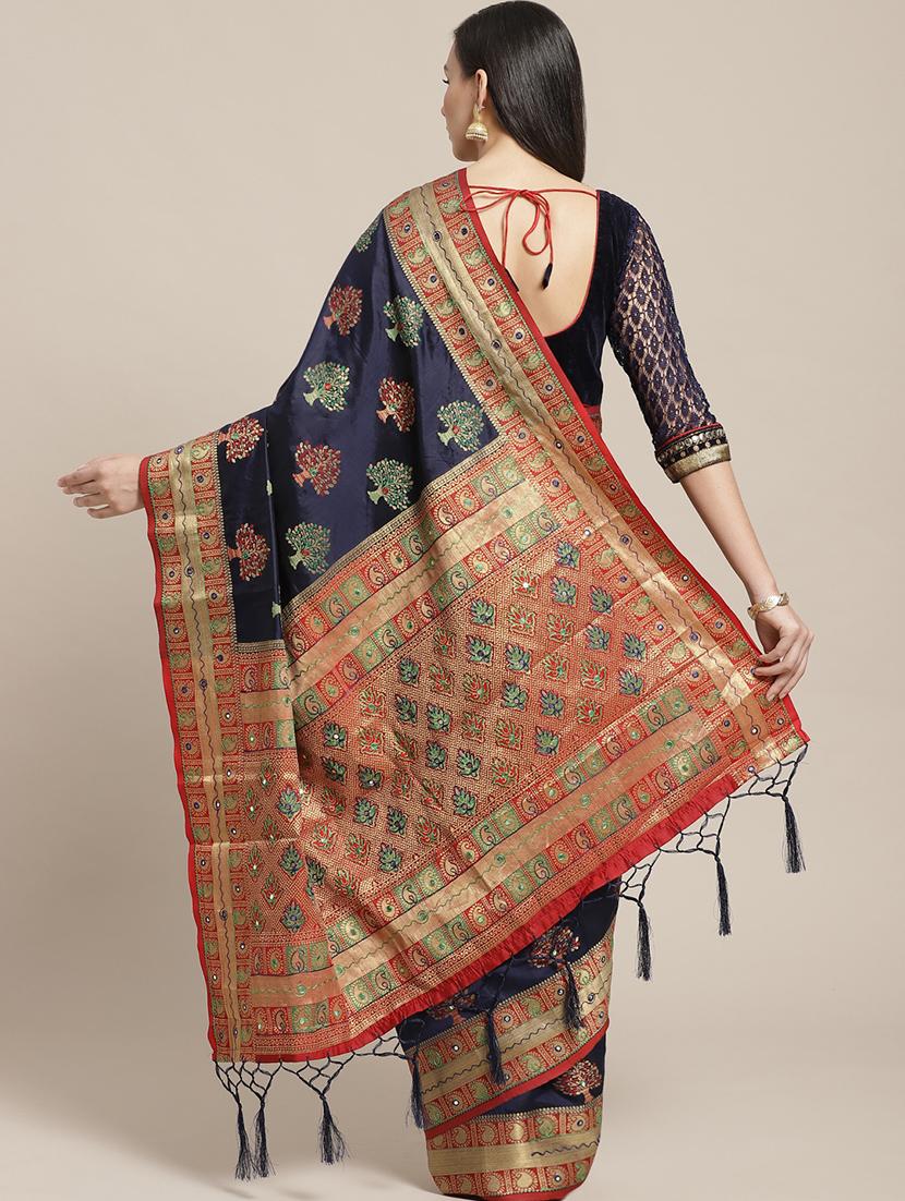 printed banarasi saree with blouse - 17441857 - Standard Image - 1