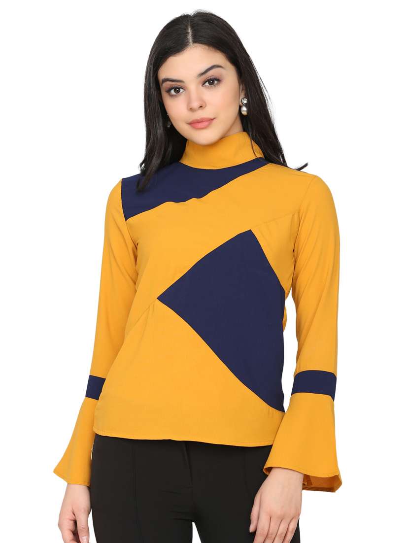 women's straight high neck top