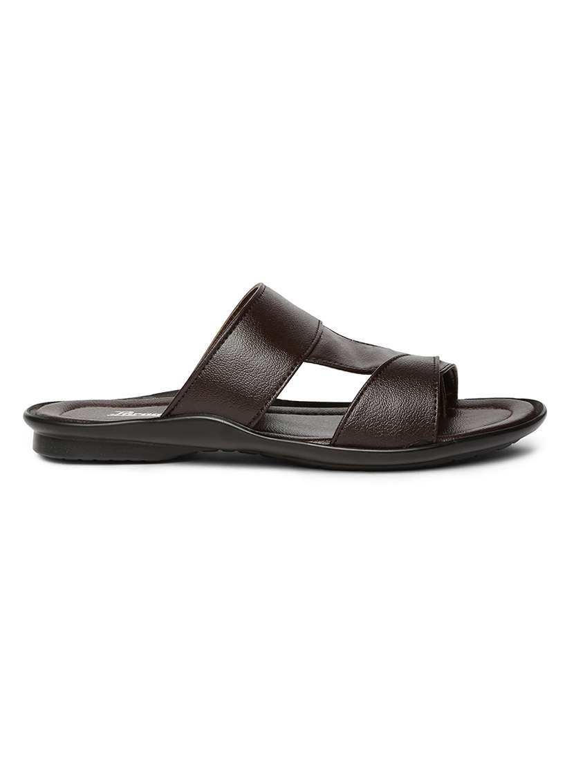 brown synthetic & mesh slip on sandals