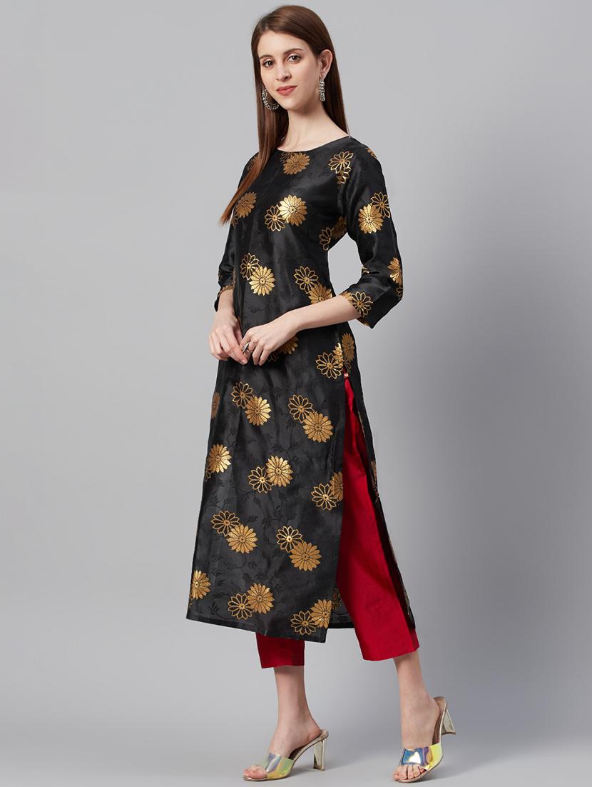 black art silk unstitched suit - 17443232 - Standard Image - 1