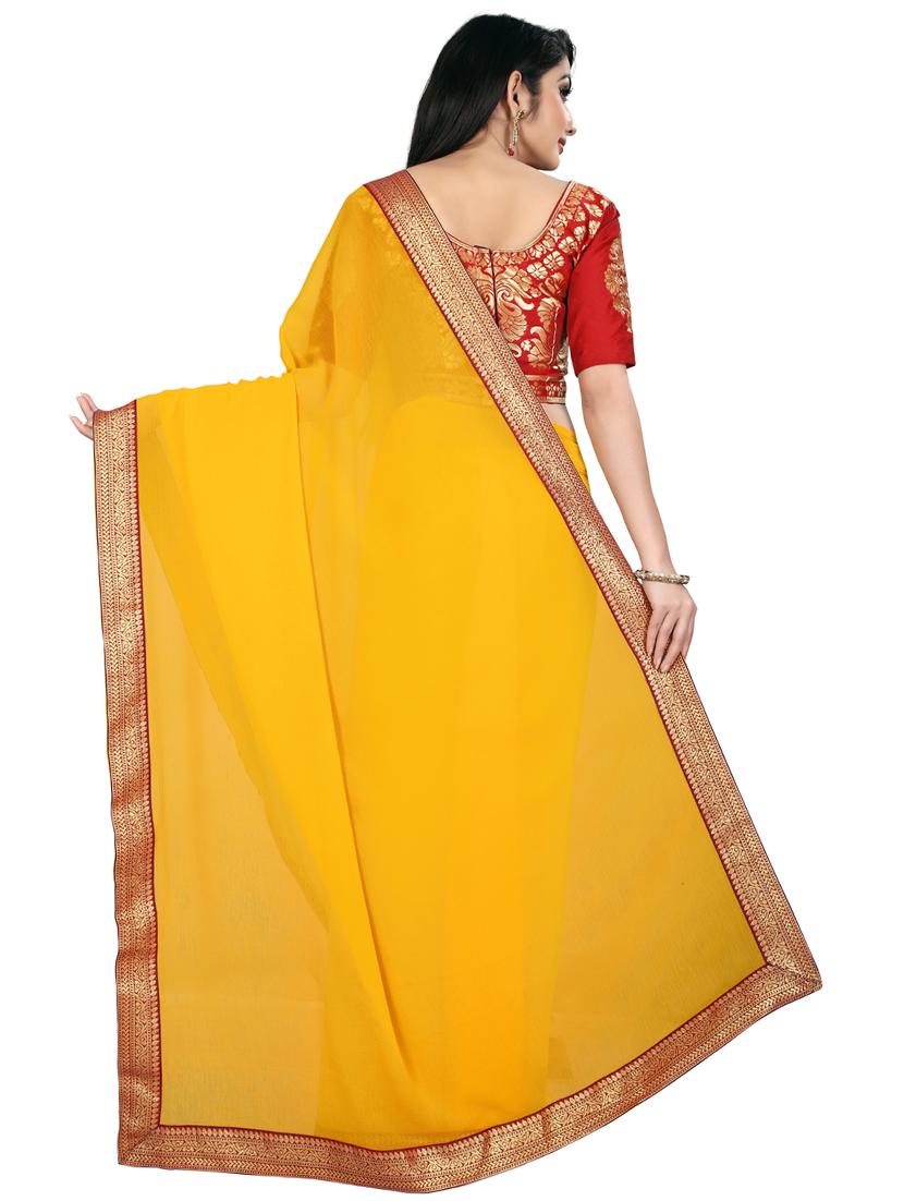 solid bordered saree with blouse - 17443842 - Standard Image - 1