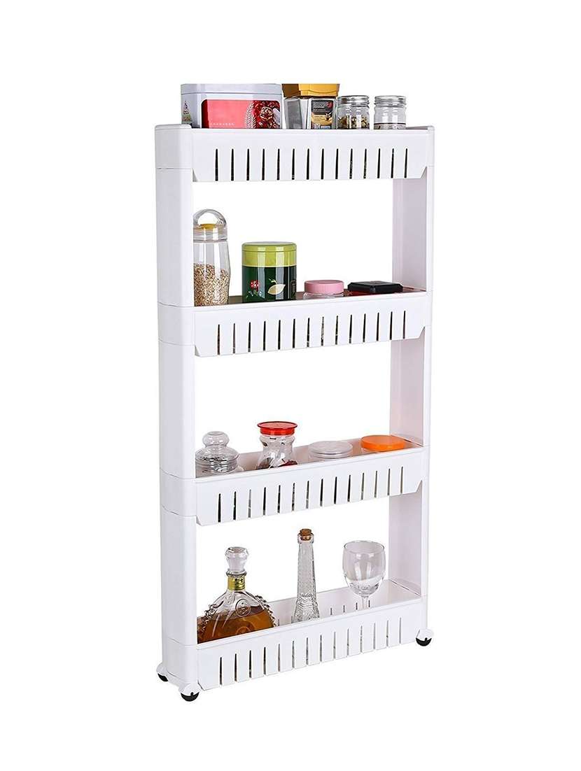  4 layer storage organizer slim rack shelf with wheels