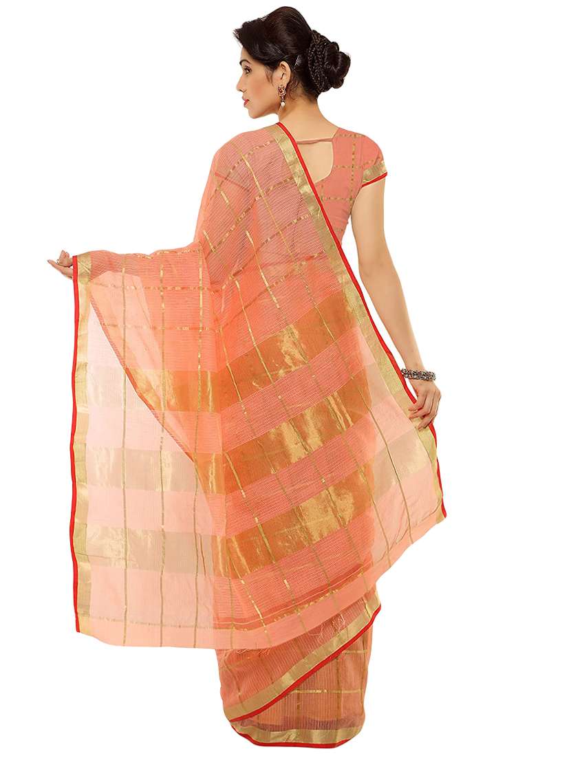 checkered kota doria saree with blouse - 17448799 - Standard Image - 1