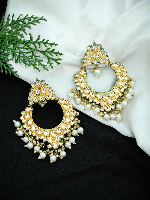 gold brass chandballi earrings - 17449760 - Standard Image - 0