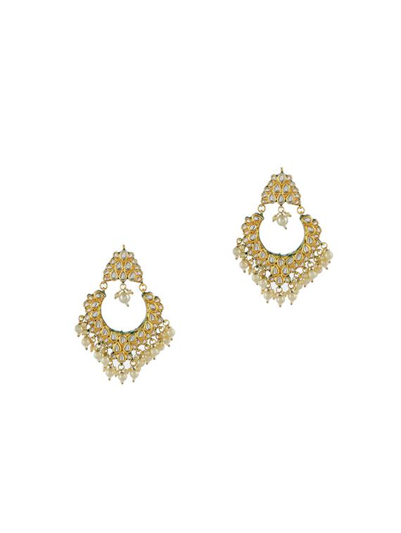 gold brass chandballi earrings - 17449760 - Standard Image - 1