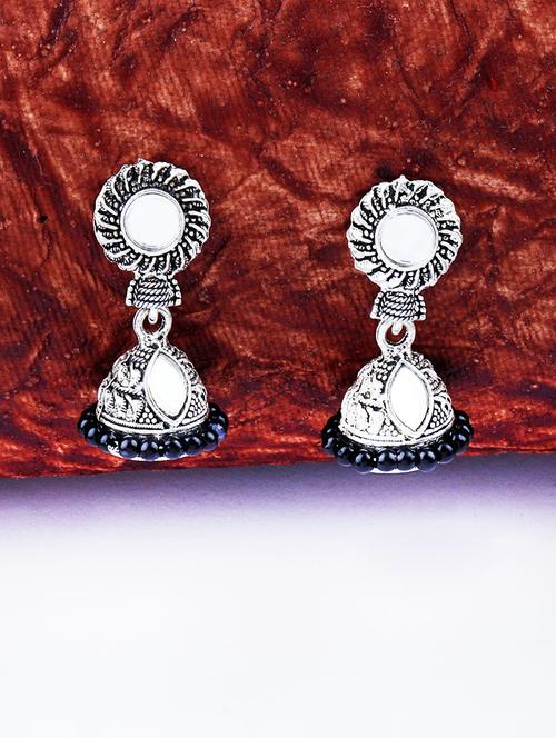 silver metal jhumka earring - 17449816 - Standard Image - 0