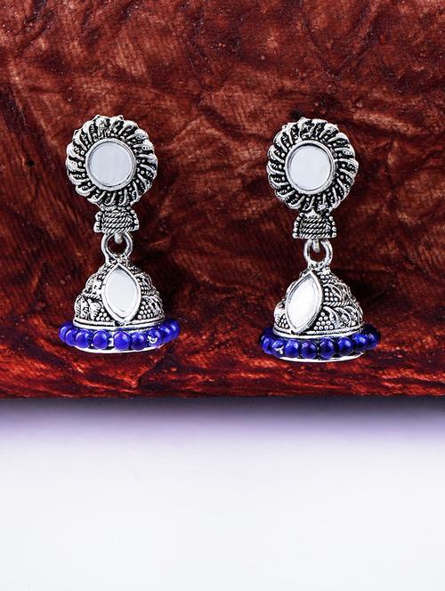 silver metal jhumka earring - 17449817 -  Standard Image - 0