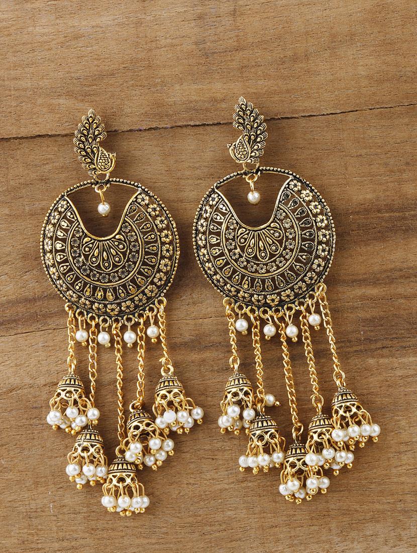gold metal jhumka earring - 17449823 -  Zoom Image - 0
