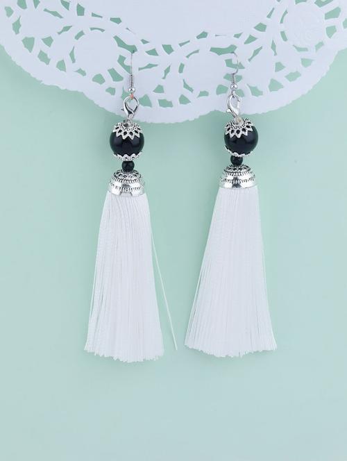 white metal drop earring - 17449831 - Standard Image - 0