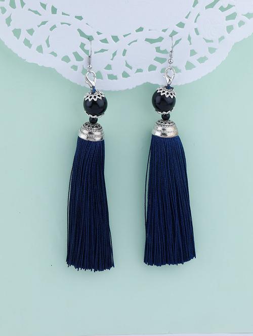 blue metal drop earring - 17449832 - Standard Image - 0