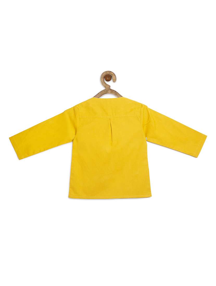 yellow cotton poplin kurta - 17450145 - Standard Image - 1
