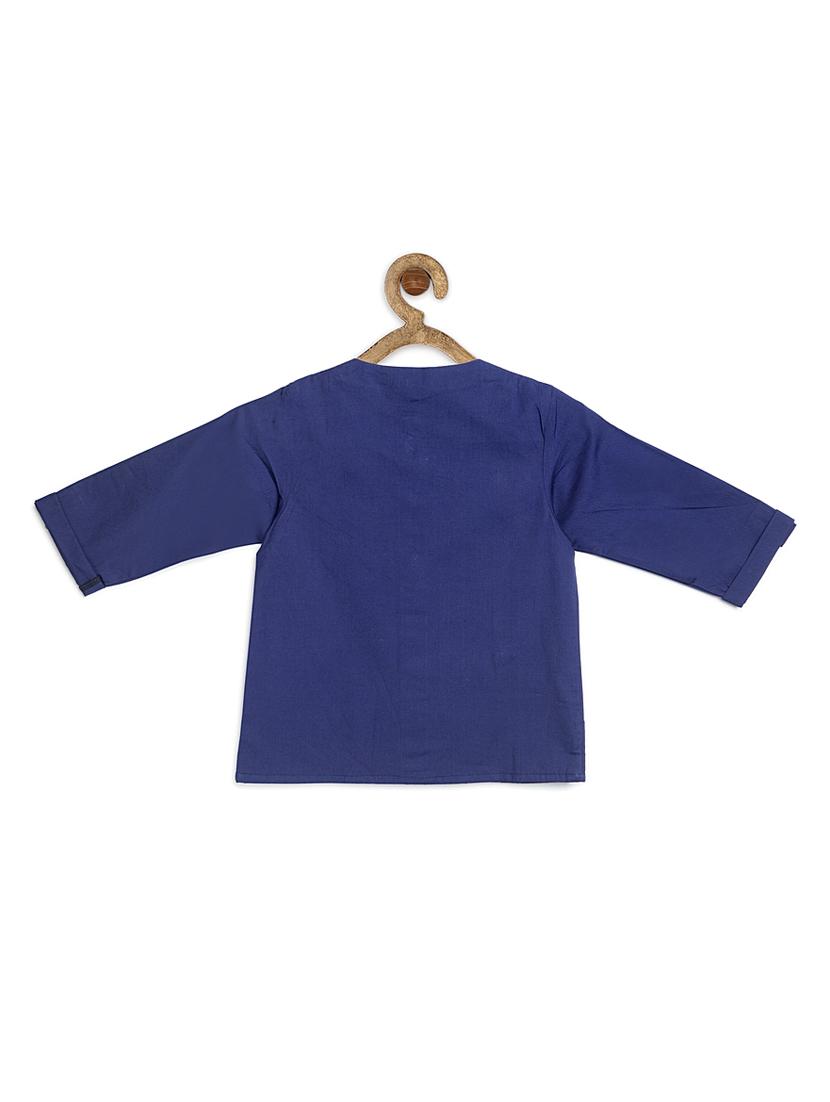 blue cotton poplin kurta - 17450146 - Standard Image - 1
