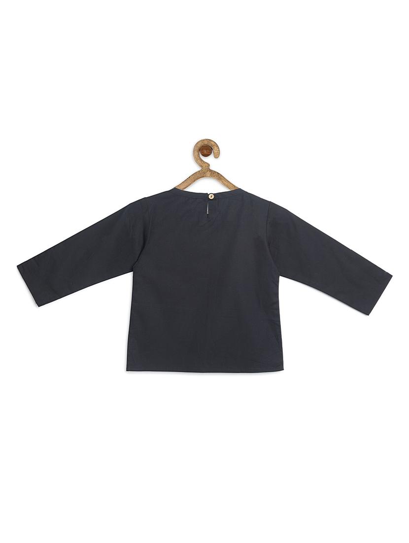 black cotton poplin kurta - 17450147 - Standard Image - 1