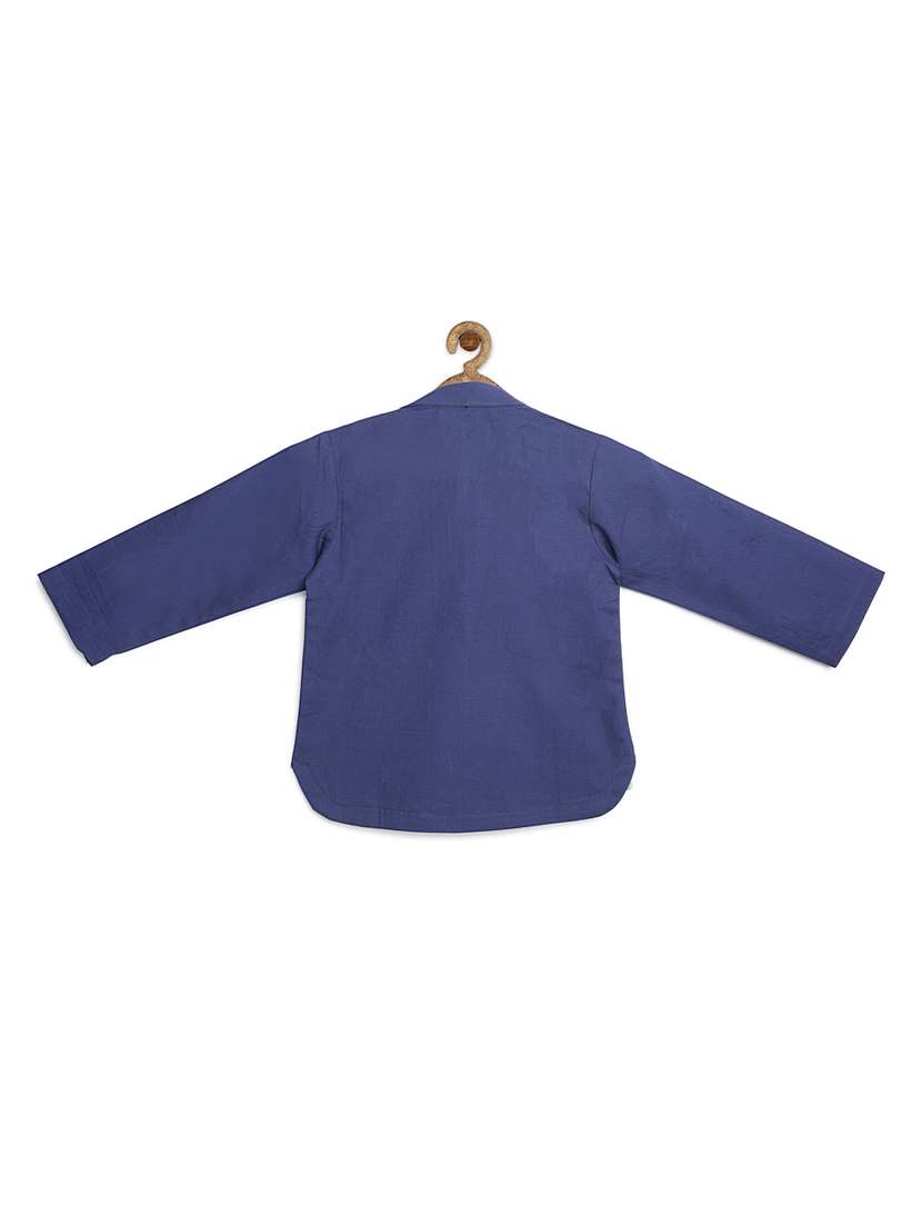 blue cotton poplin kurta - 17450149 -  Standard Image - 1