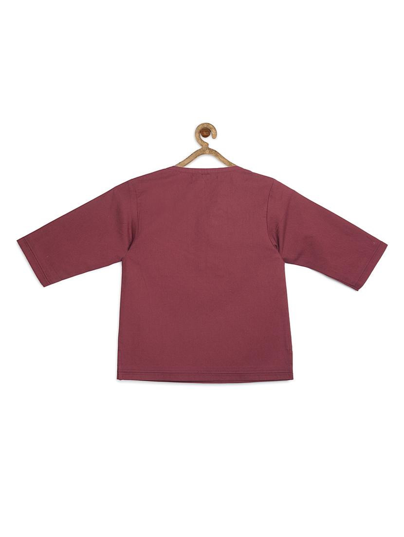 red cotton poplin kurta - 17450162 - Standard Image - 1