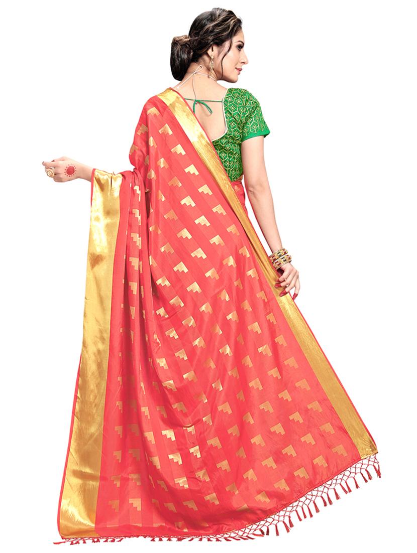 self design woven saree with blouse - 17450648 - Standard Image - 1