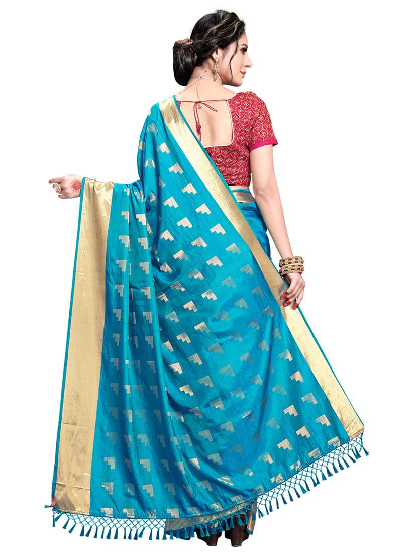 self design woven saree with blouse - 17450649 - Standard Image - 1