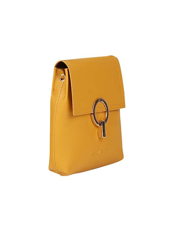 yellow leatherette (pu) sling bag - 17451085 - Standard Image - 4