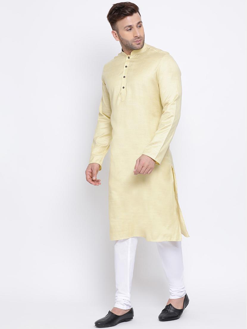 cream solid long kurta - 17451224 - Standard Image - 1