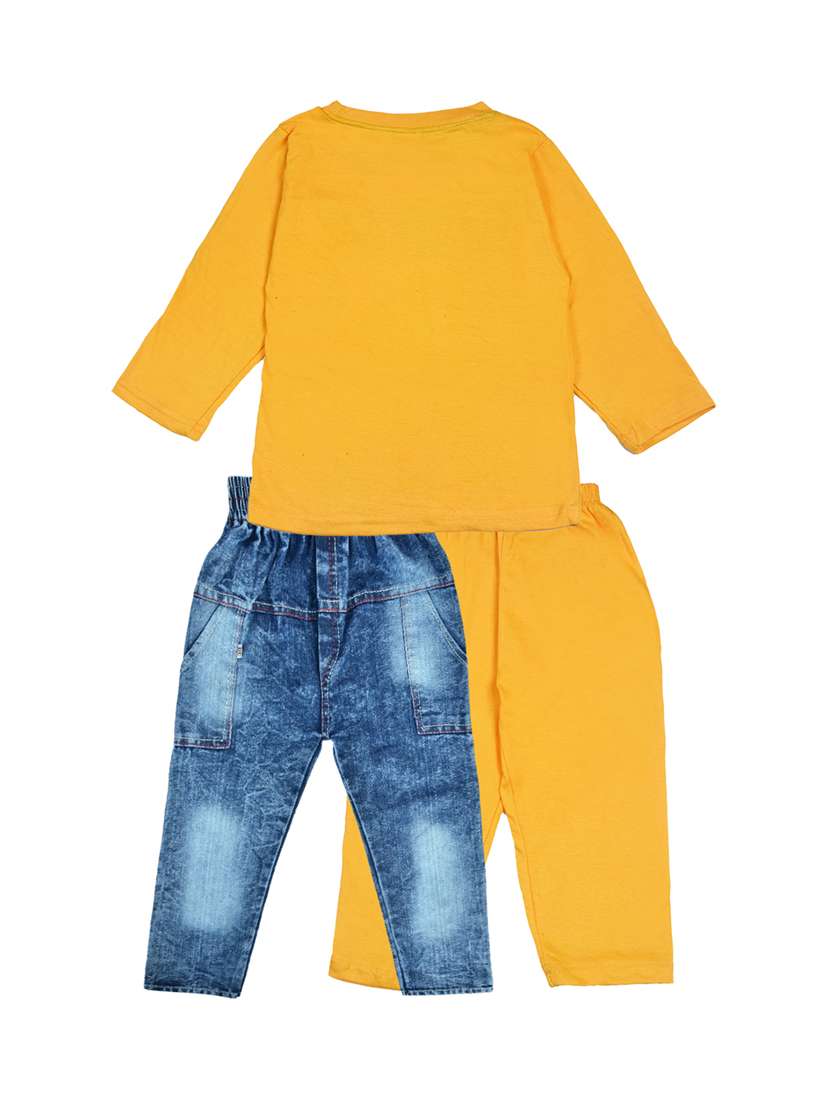 yellow cotton blend full length sets - 17451498 - Standard Image - 1