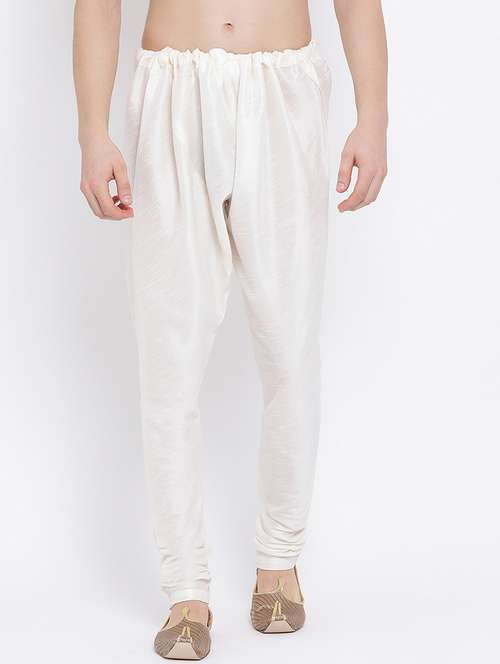 white solid dupion churidar pyajama - 17451718 -  Standard Image - 0