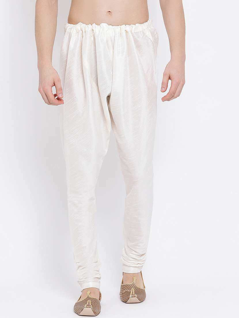 white solid dupion churidar pyajama - 17451718 -  Zoom Image - 0