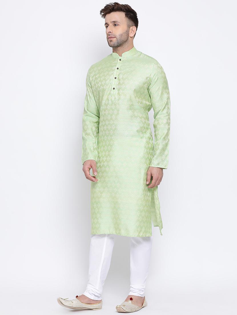 men self design kurta churidar ethnic wear set - 17453102 - Standard Image - 1