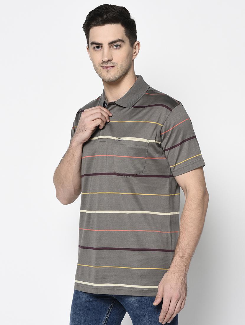 brown striped polo t-shirt - 17453380 -  Standard Image - 1