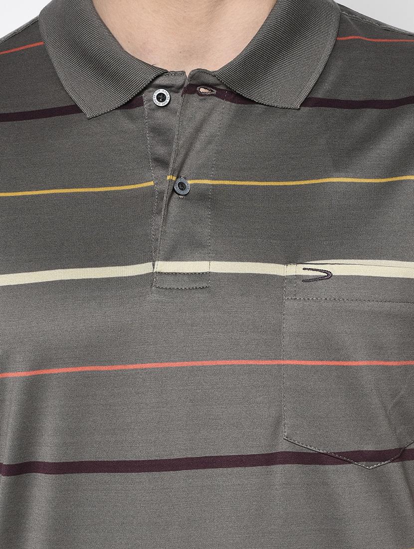 brown striped polo t-shirt - 17453380 - Standard Image - 4