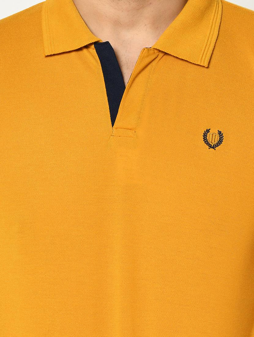 yellow solid collared t-shirt - 17453385 - Standard Image - 4