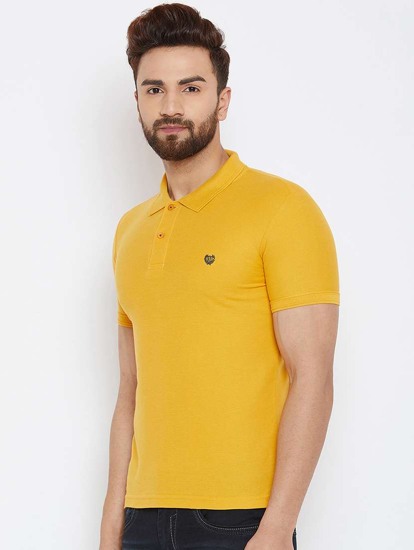 yellow solid collared t-shirt - 17453389 -  Standard Image - 1
