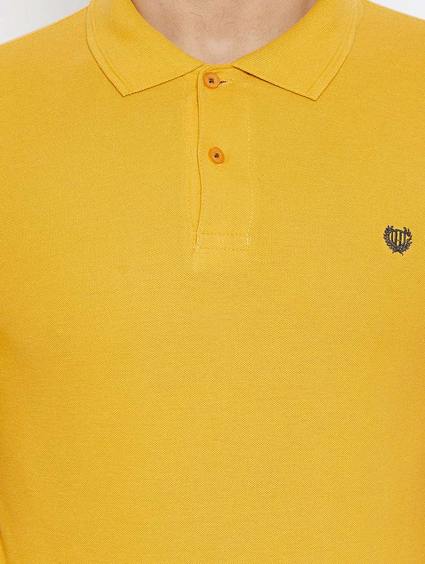 yellow solid collared t-shirt - 17453389 -  Standard Image - 4
