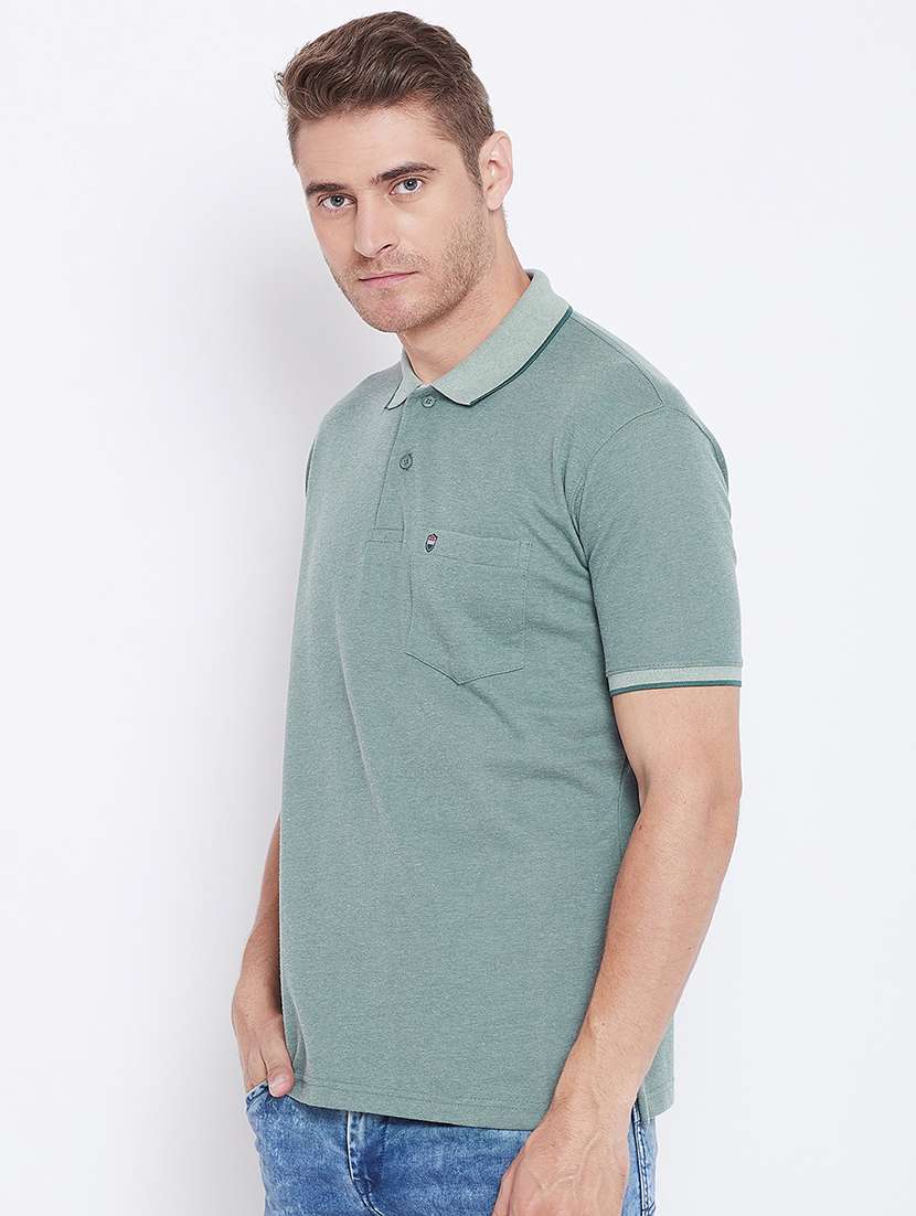 green solid polo t-shirt - 17453390 - Standard Image - 1