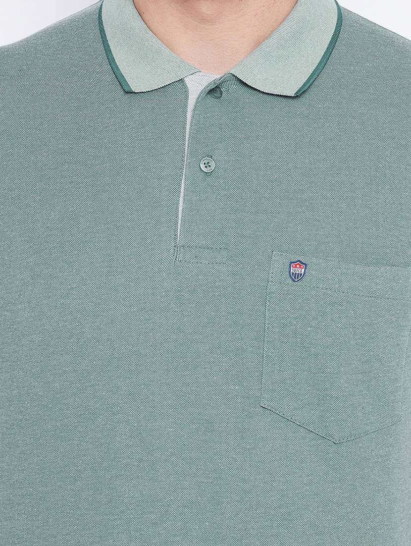 green solid polo t-shirt - 17453390 - Standard Image - 4