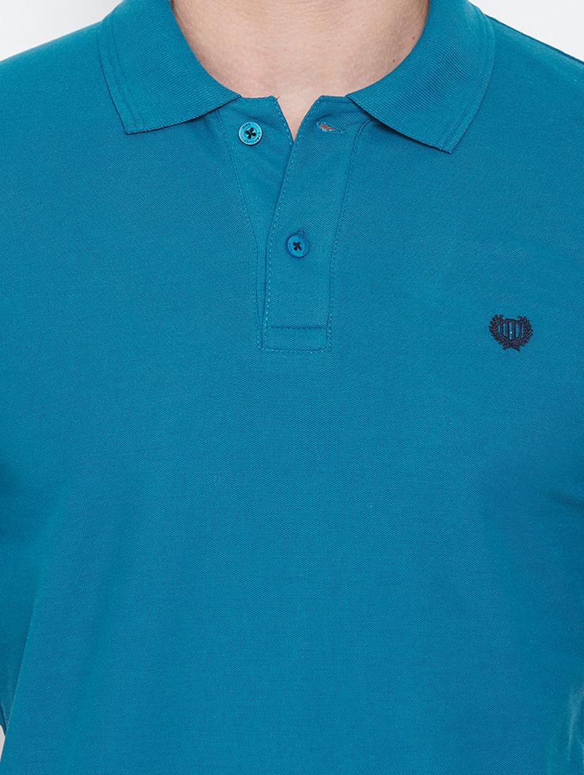 blue solid polo t-shirt - 17453391 - Standard Image - 4
