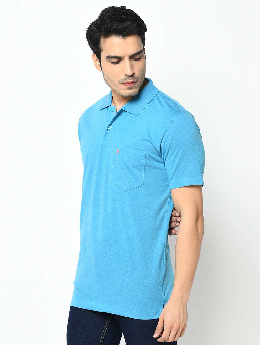 turquoise solid polo t-shirt - 17453395 - Standard Image - 1