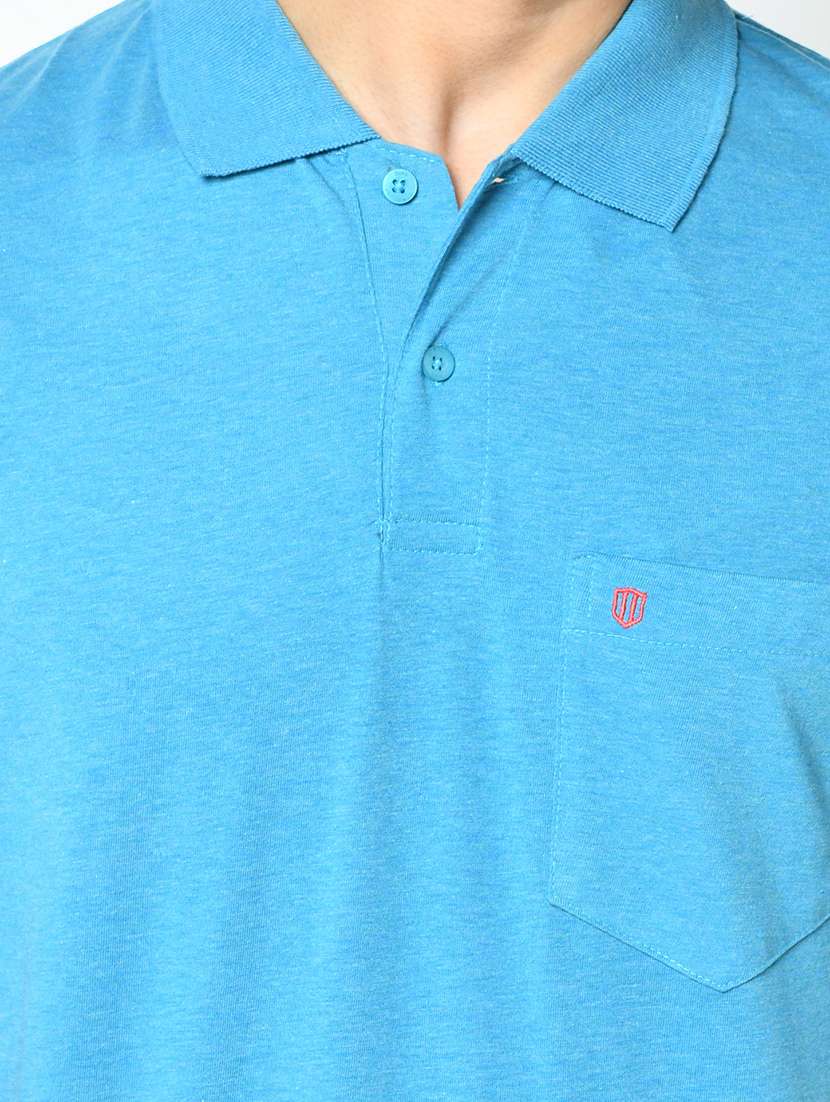 turquoise solid polo t-shirt - 17453395 - Standard Image - 4