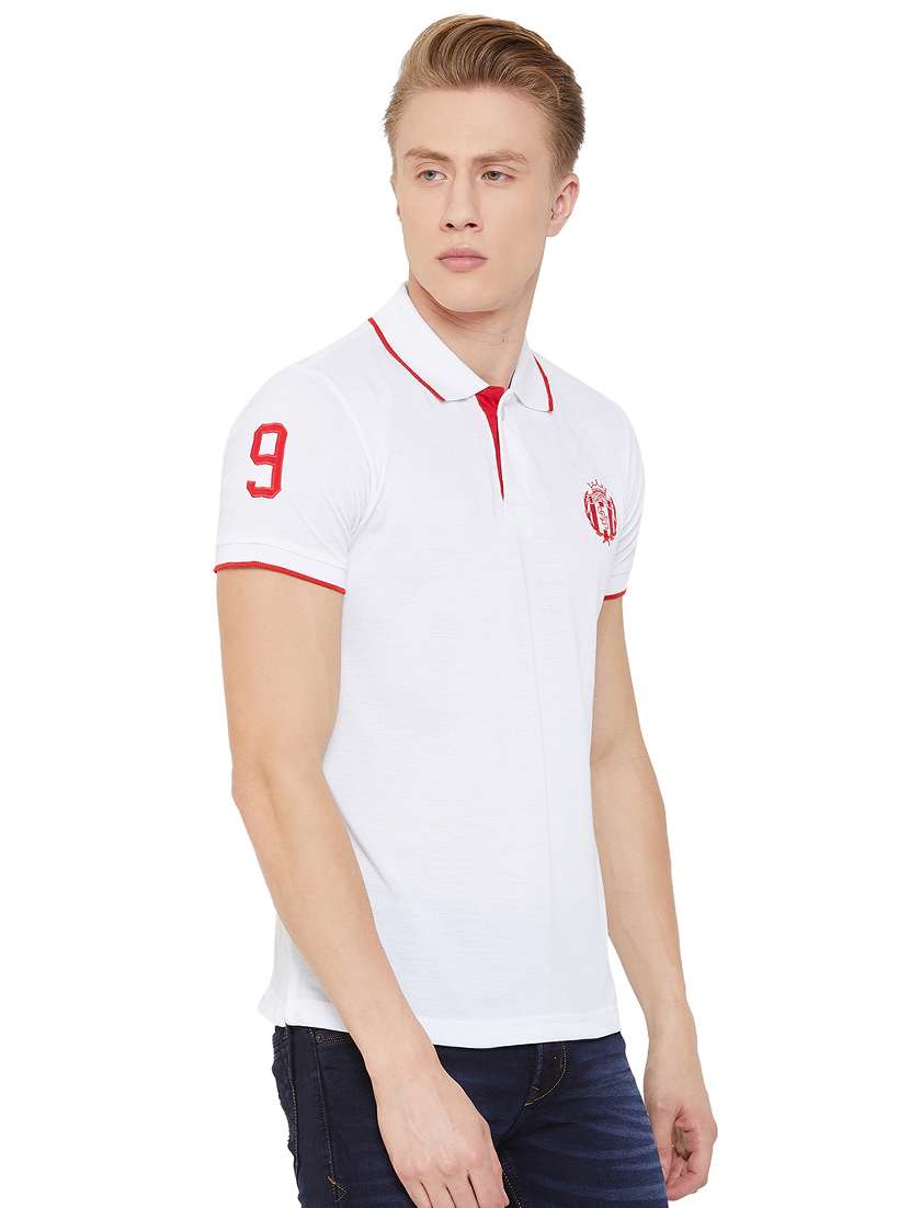 white printed polo t-shirt - 17453396 -  Standard Image - 1