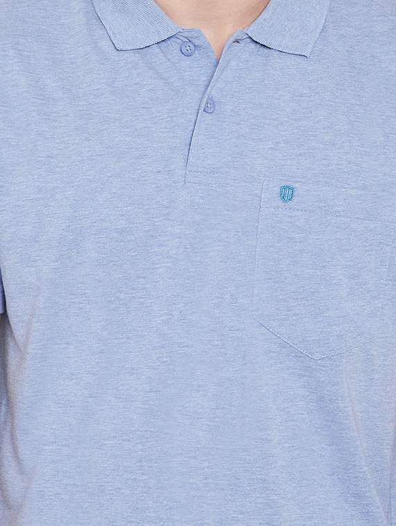 light blue solid polo t-shirt - 17453398 - Standard Image - 4