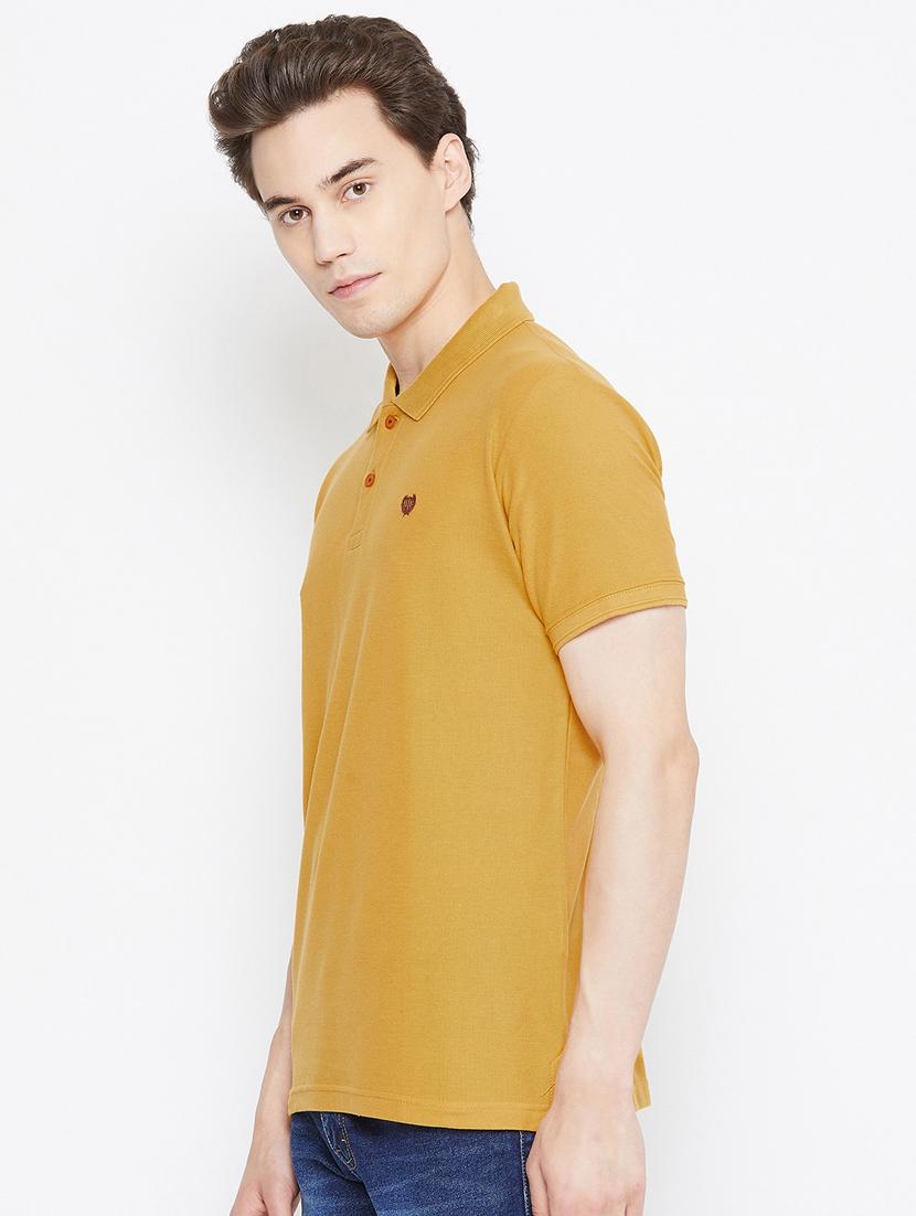 mustard solid polo t-shirt - 17453400 - Standard Image - 1