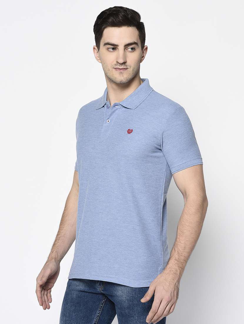 light blue solid polo t-shirt - 17453401 -  Standard Image - 1