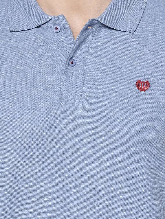 light blue solid polo t-shirt - 17453401 - Standard Image - 4