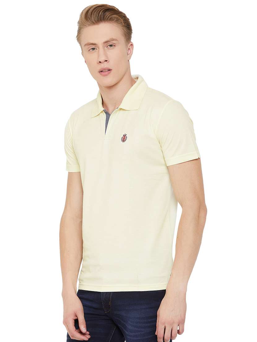 yellow solid collared t-shirt - 17453422 -  Standard Image - 1