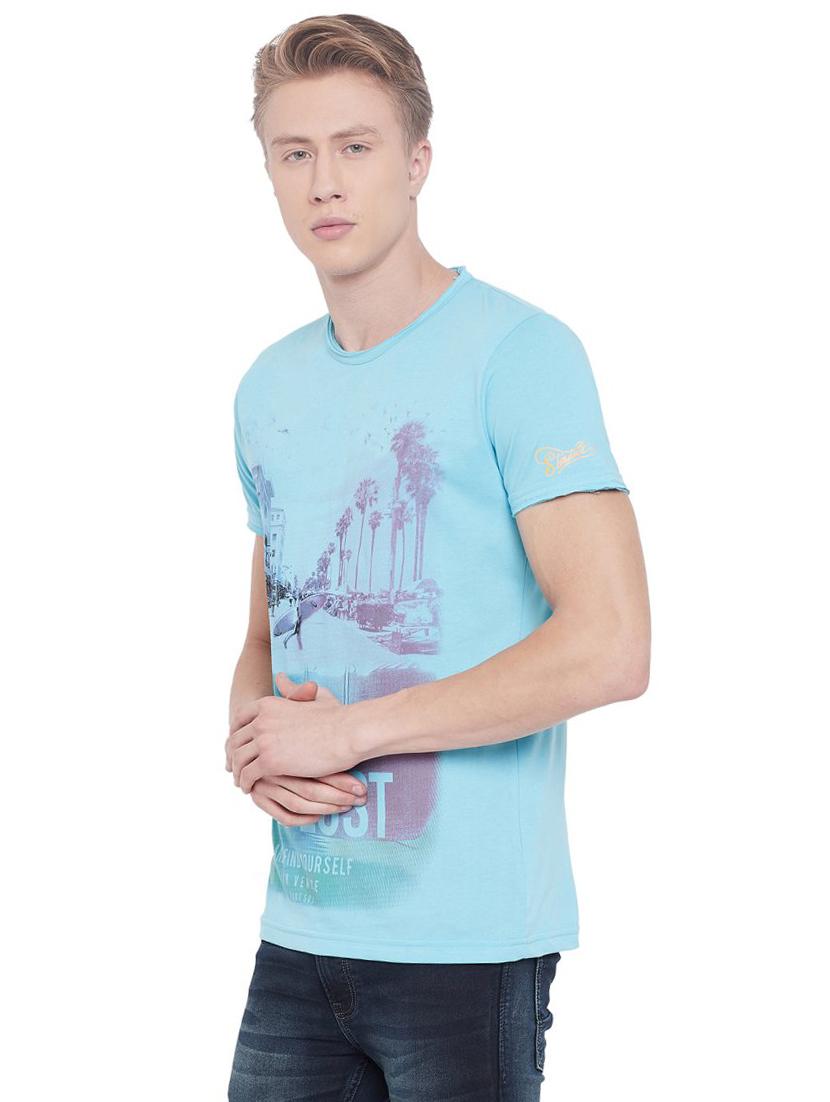 light blue printed t-shirt - 17453423 - Standard Image - 1
