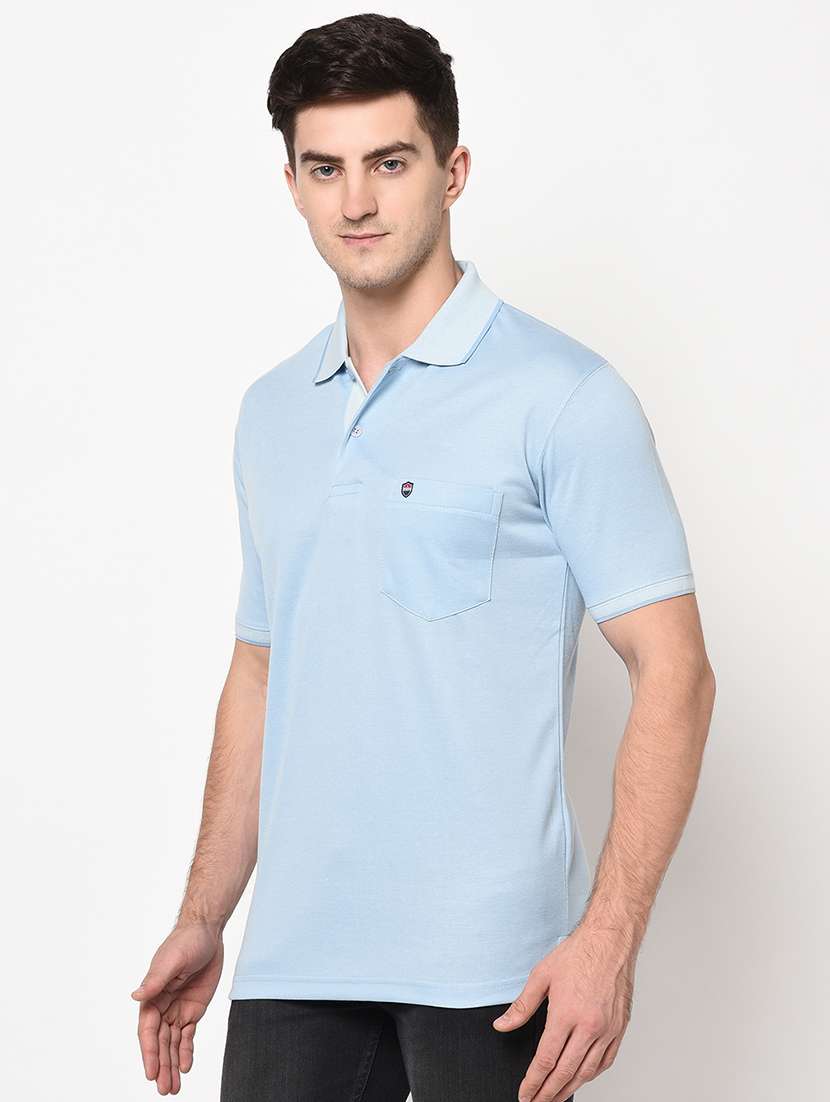 light blue solid polo t-shirt - 17453427 -  Standard Image - 1