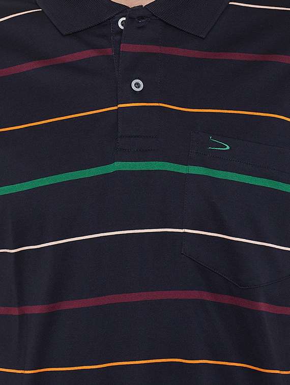 navy blue striped polo t-shirt - 17453433 - Standard Image - 4