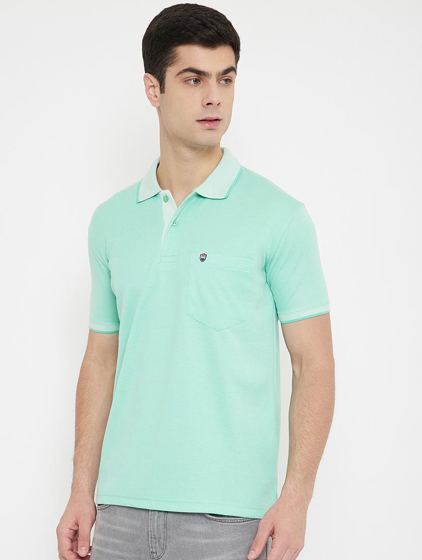 green solid polo t-shirt - 17453437 - Standard Image - 1