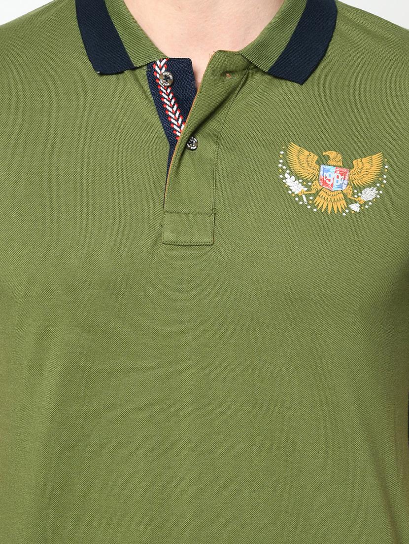 olive green printed polo t-shirt - 17453504 - Standard Image - 4