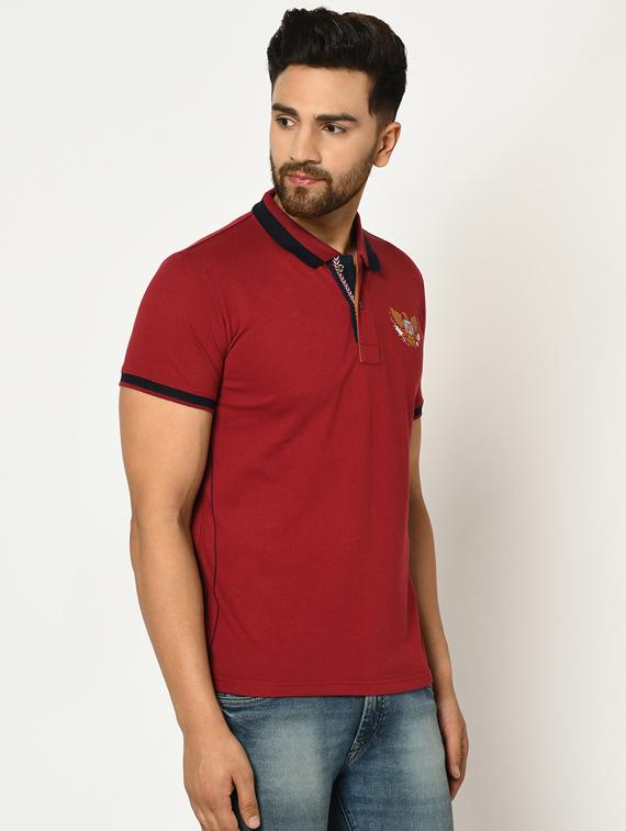 maroon printed polo t-shirt - 17453533 - Standard Image - 1