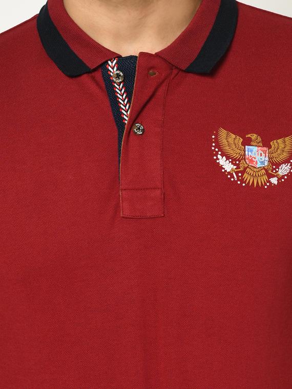 maroon printed polo t-shirt - 17453533 - Standard Image - 4